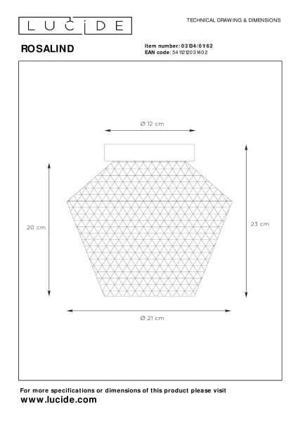 Lucide ROSALIND - Flush ceiling light - Ø 21 cm - 1xE27 - Amber - technical